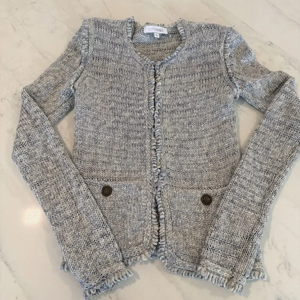 Intermix Kaia Knit Open Front Cardigan 0 Old Money French Girl Country Club Prep